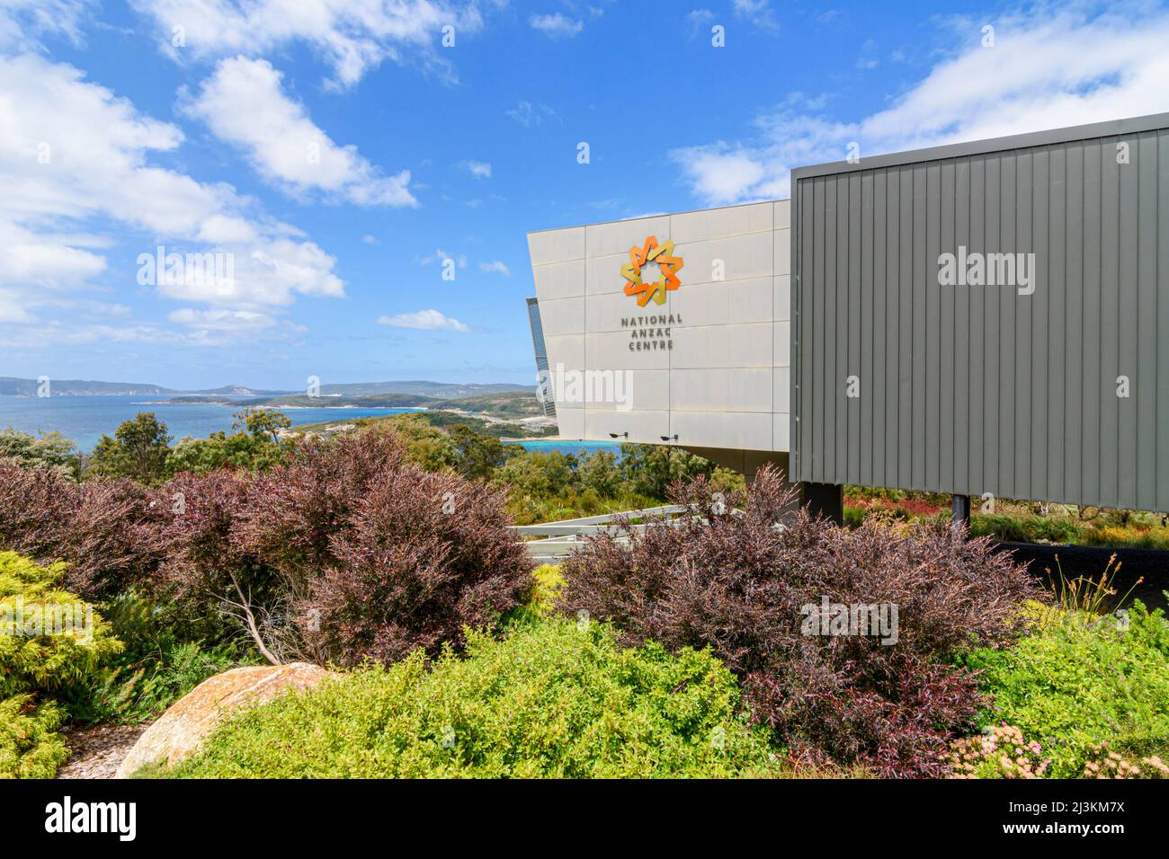 National Anzac Centre, a modern museum commemorating the ANZACS of WWI, looking over King George Sound, Albany, Western Australia, Australia Stock Photo