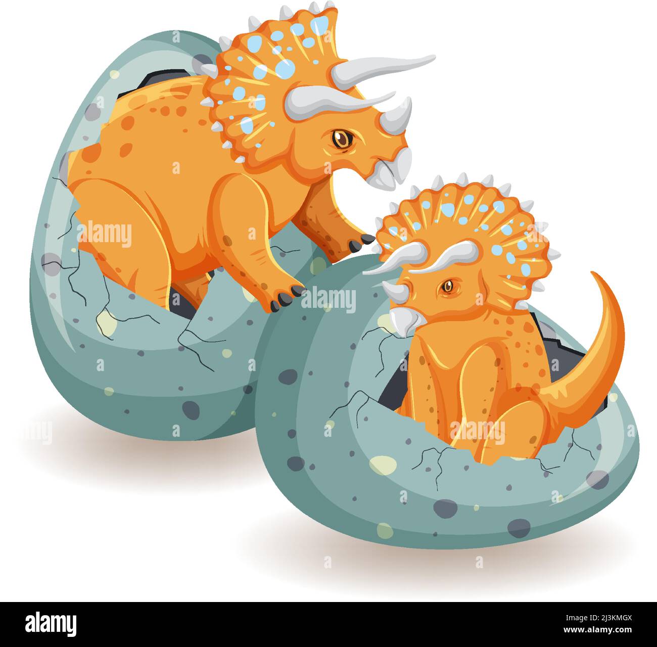 Two triceratops hatching from eggs illustration Stock Vector Image ...
