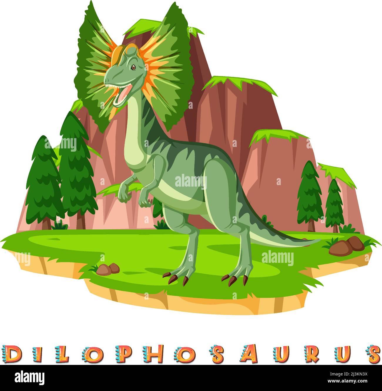 Dinosaur wordcard for dilophosaurus illustration Stock Vector Image ...