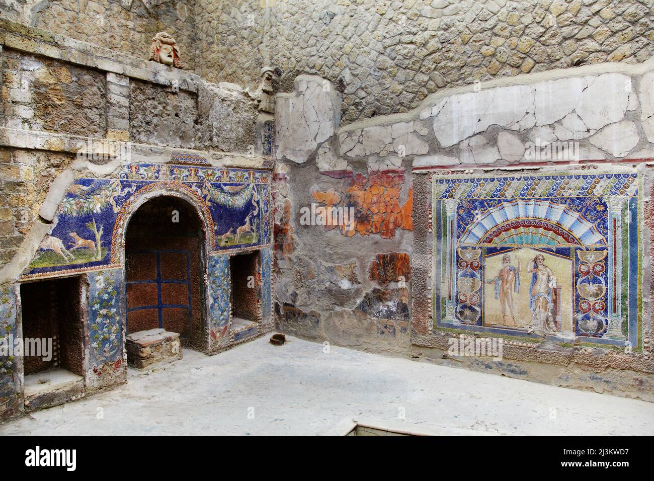The remains of the public baths at Herculaneum, near Naples, Italy.; Herculaneum, Campania province, Italy. Stock Photo