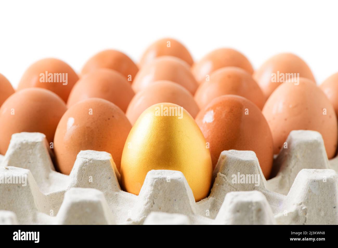 Golden egg among ordinary eggs. 3d image. Isolated white background Stock  Photo - Alamy