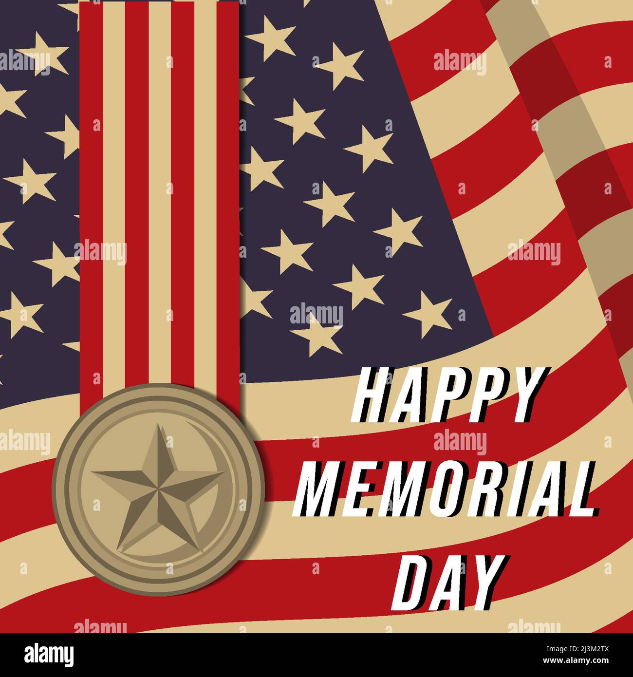 memorial day illustration with american flag background Stock Vector ...