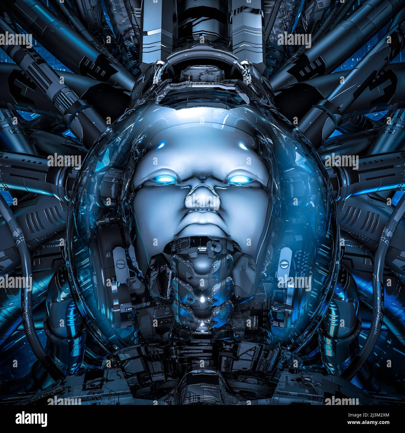 Alien space pilot - 3D illustration of science fiction futuristic astronaut Stock Photo