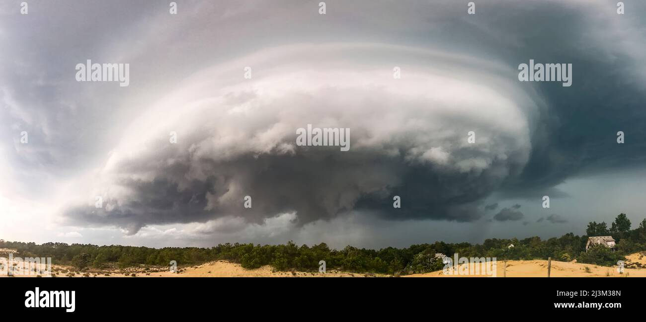 Oval shaped gust front cloud moves across the Outer Banks.; Nags Head, North Carolina, USA Stock Photo