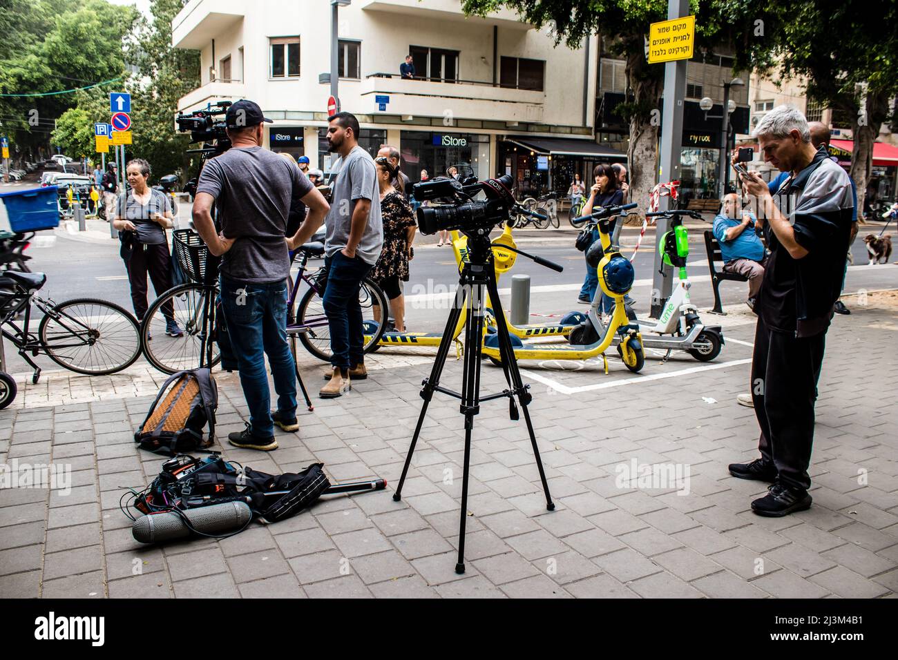 Tel Aviv, Israel - April 08, 2022 Following The Palestinian Terrorist ...