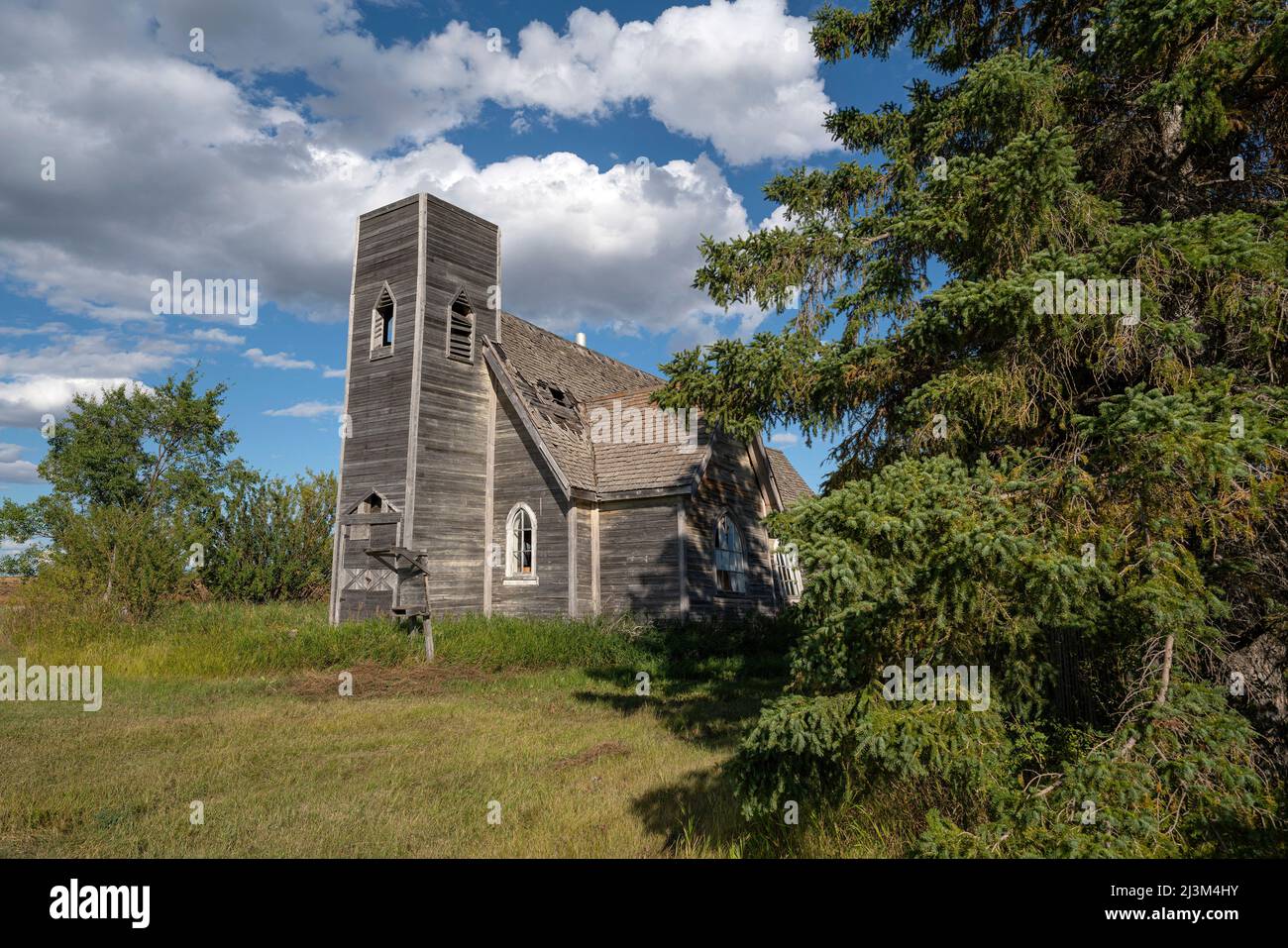 Old abandoned church in rural Saskatchewan; Saskatchewan, Canada Stock