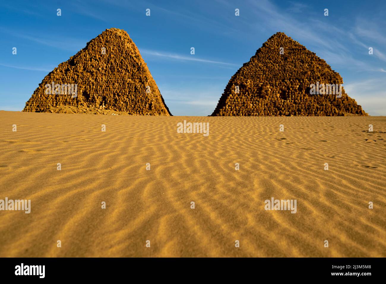Pyramids of Nubian pharaohs at Nuri.; Meroe, Sudan, Africa. Stock Photo