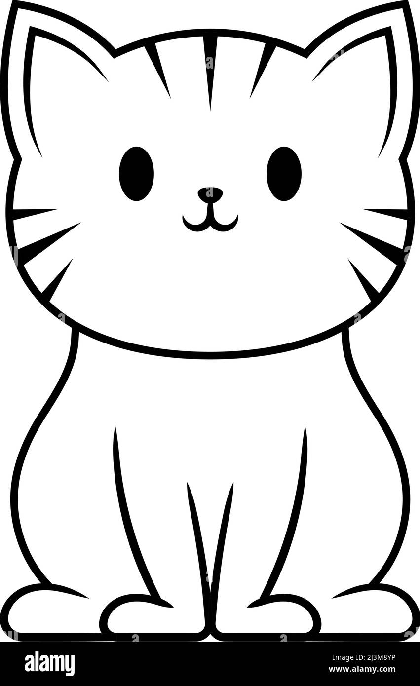 A drawing of a cat with a black outline. Silhouette line art cat coloring  page Stock Vector Image & Art - Alamy