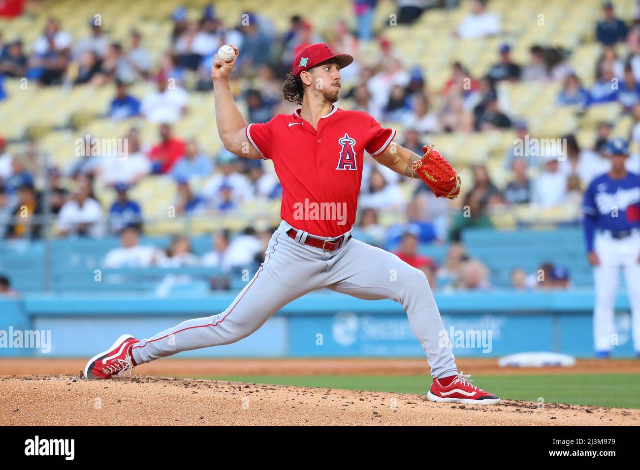 Los Angeles, United States. 05th Apr, 2022. Los Angeles Angels pitcher  Michael Lorenzen (25) during a MLB spring training baseball game against  the Los Angeles Dodgers, Tuesday, Apr. 5, 2022, in Los