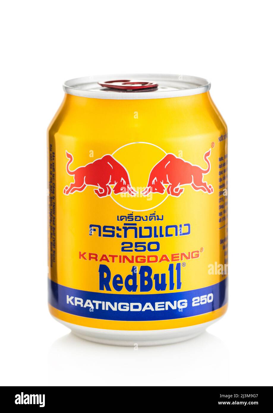 LONDON,UK - MARCH 05,2022: Red Bull Kratingdaeng energy soda drink on white. Stock Photo