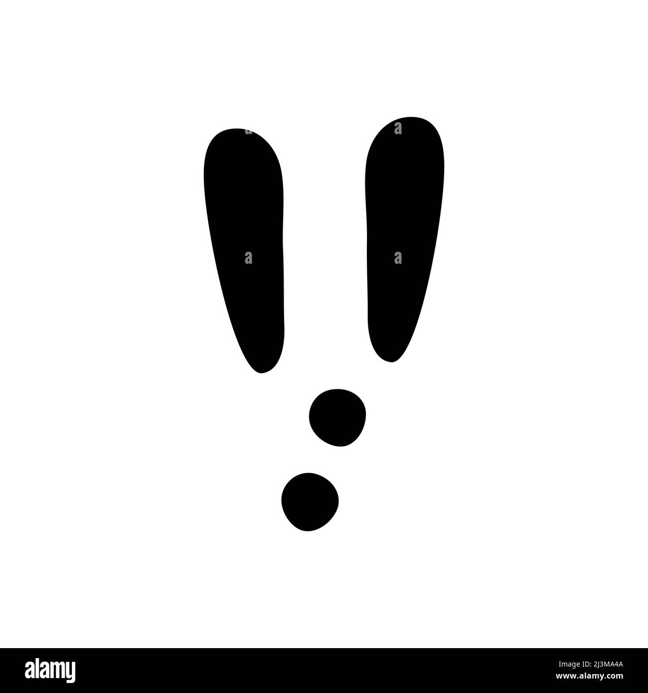 Easter bunny paw. Rabbit or hare footprint. Bunny foot prints on snow