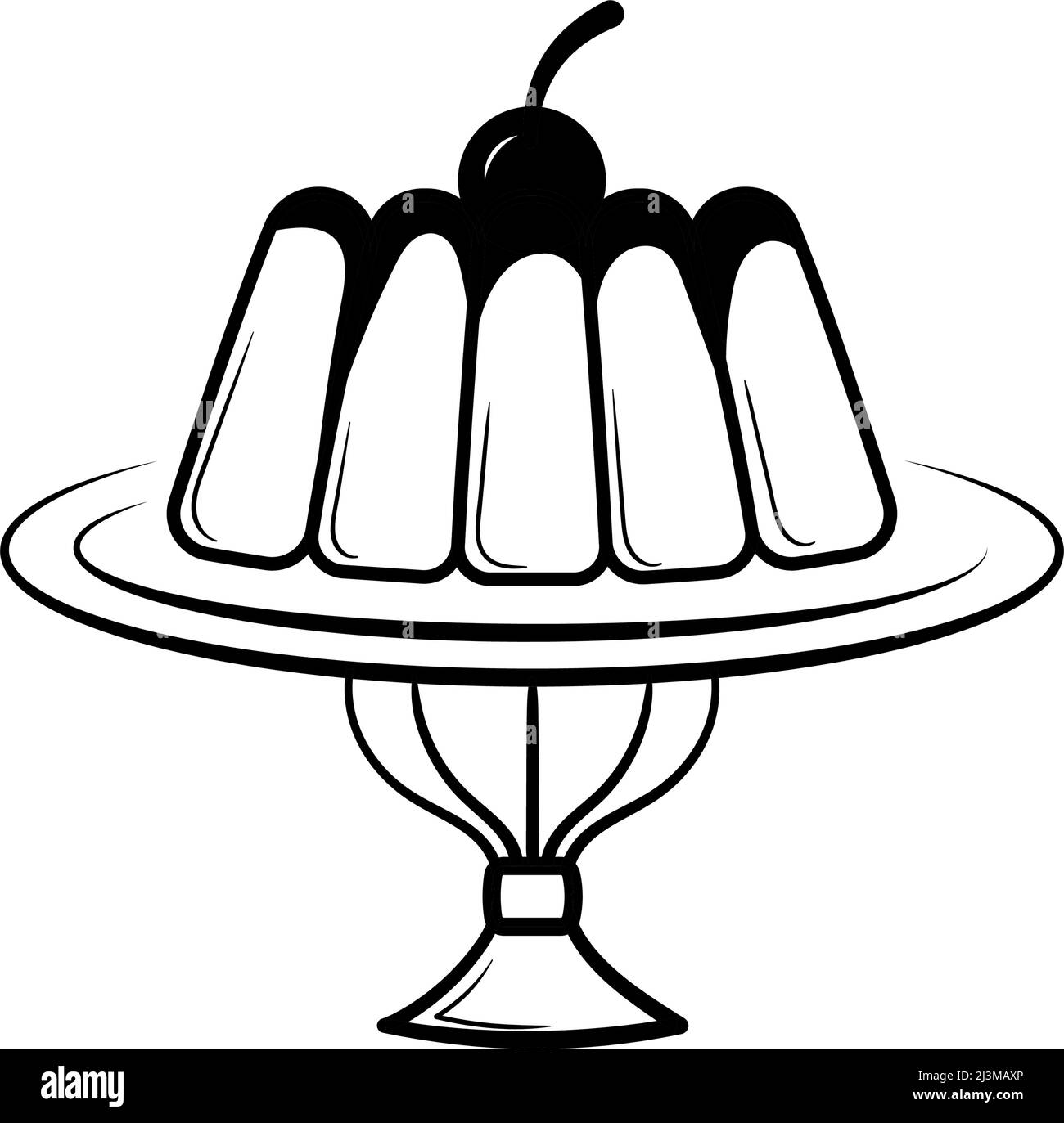 Birthday cake line art illustration icon design template vector Stock