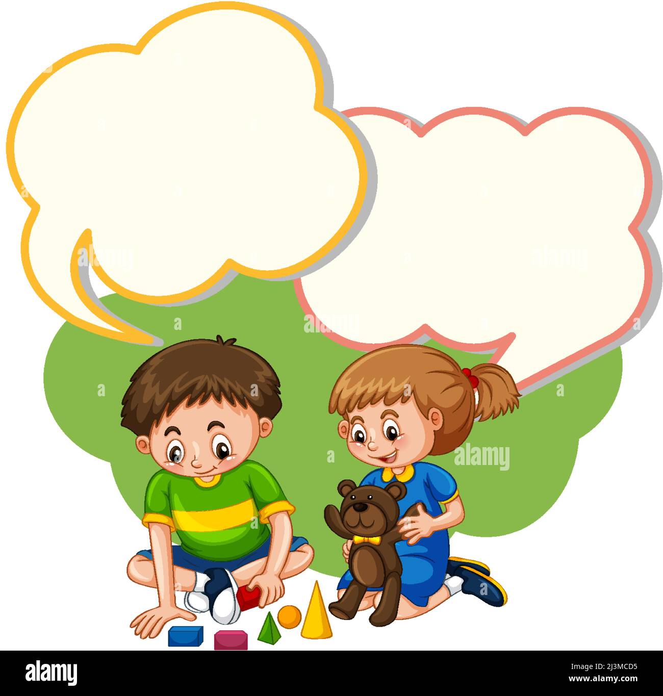 Speech bubble template with kids and toys illustration Stock Vector ...