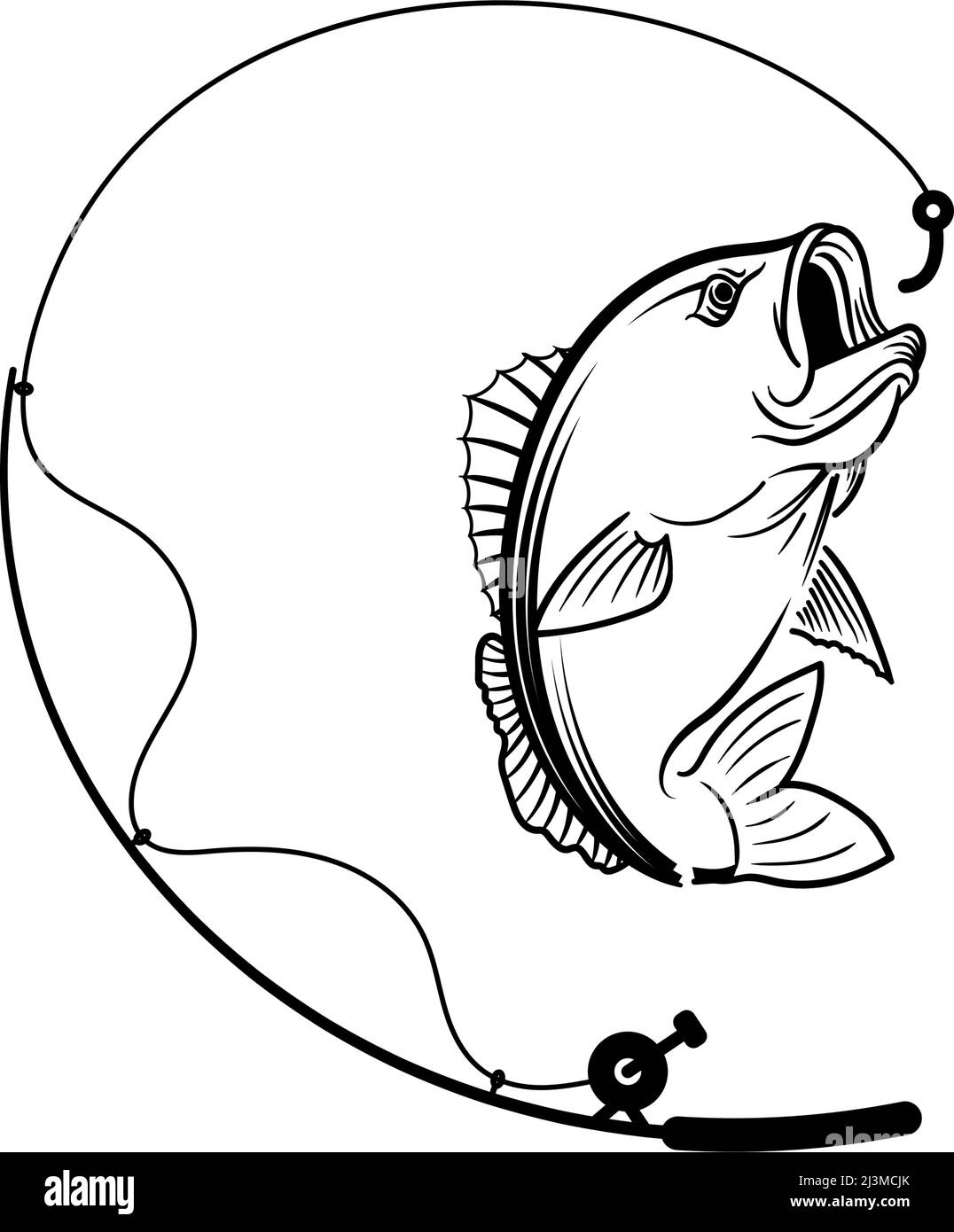 Bass fishing line art illustration icon design template vector Stock Vector  Image & Art - Alamy