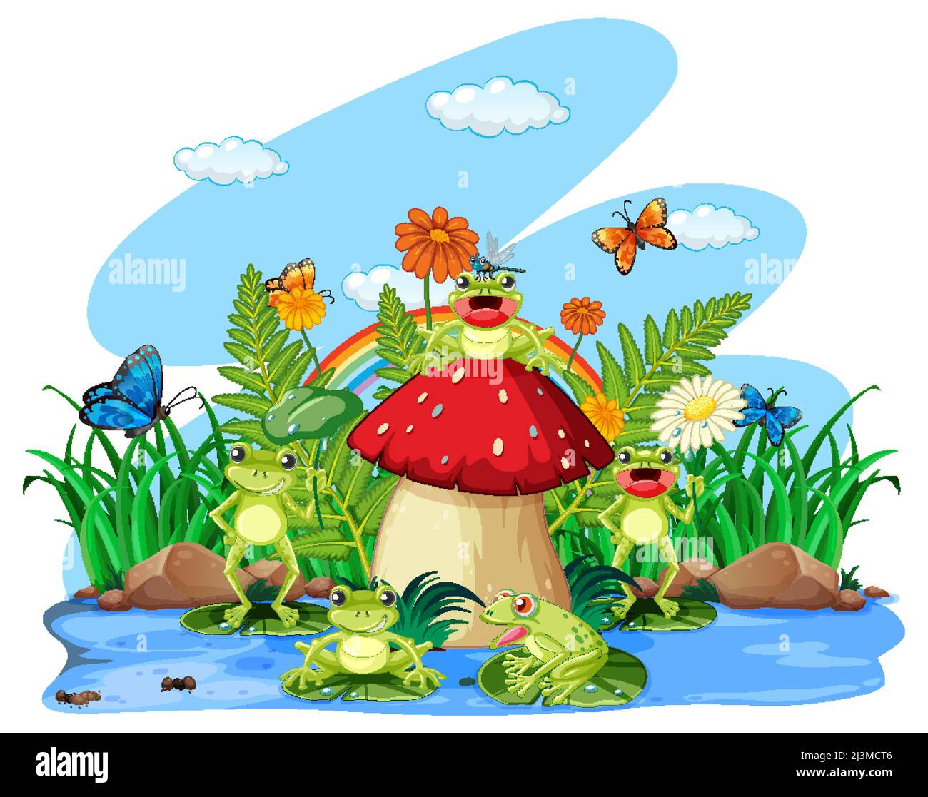 Frog living in nature illustration Stock Vector Image & Art - Alamy