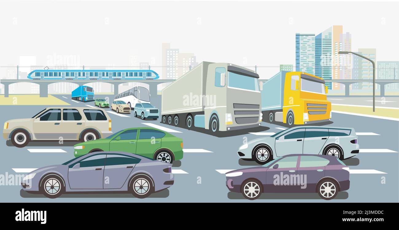 Cars traffic on road Stock Vector Images - Alamy