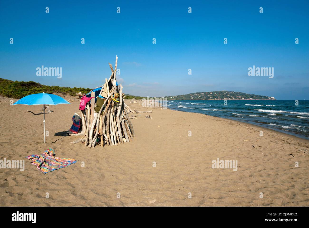 Long beach of the Duna Feniglia Nature Reserve, Orbetello, Tuscany, Italy Stock Photo