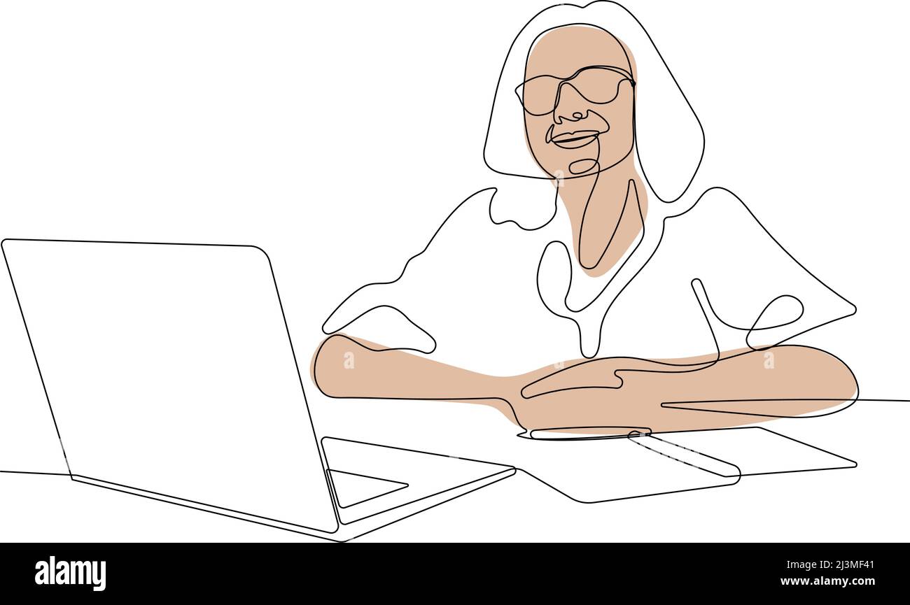 Isolated woman with laptop Stock Vector Images - Alamy
