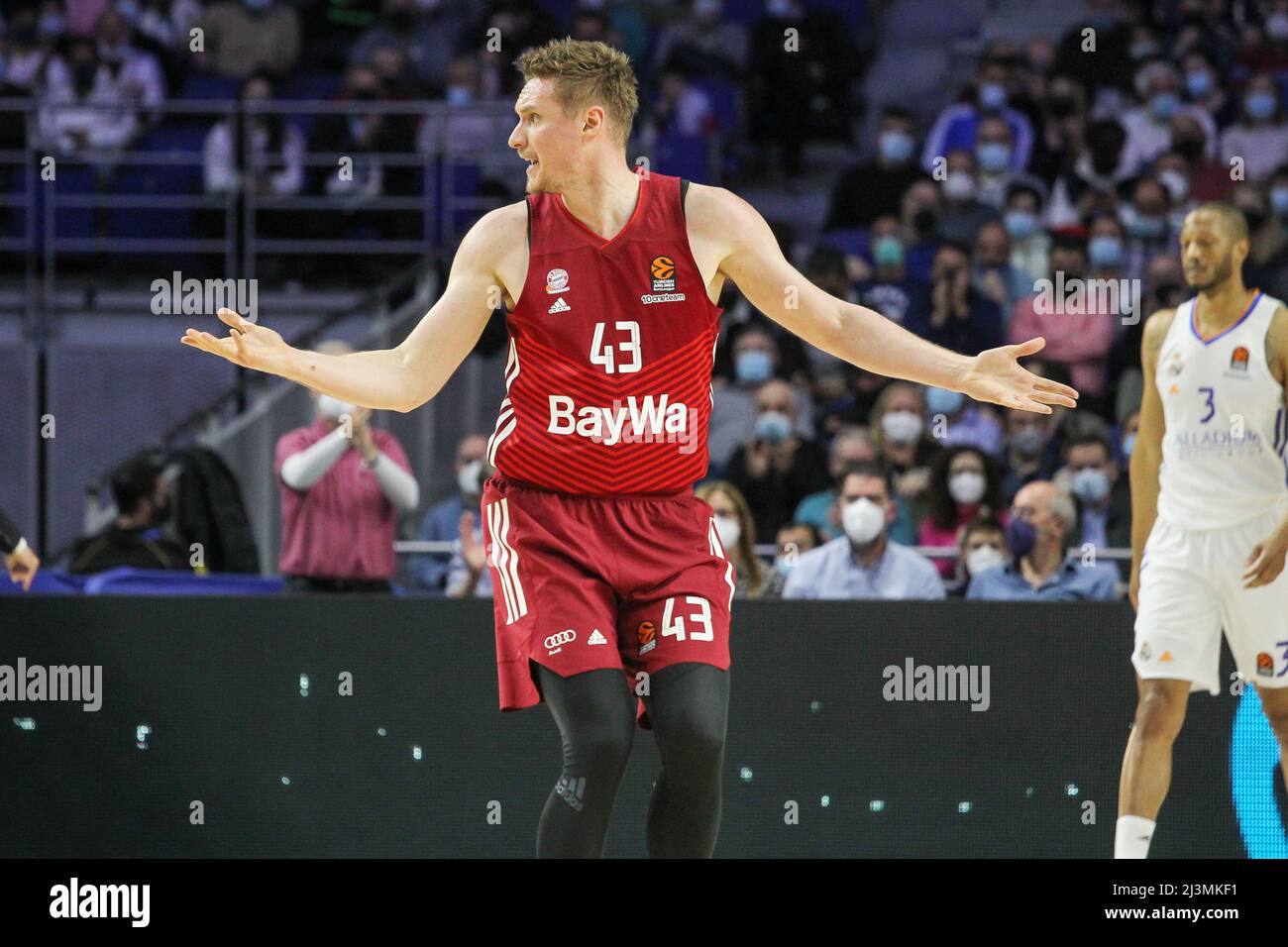 Leon Radosevic of Bayern Munich during the Turkish Airlines Euroleague  basketball match between Real Madrid and Bayern Munich on April 8, 2022 at  Wizink Center in Madrid, Spain - Photo: Irina R