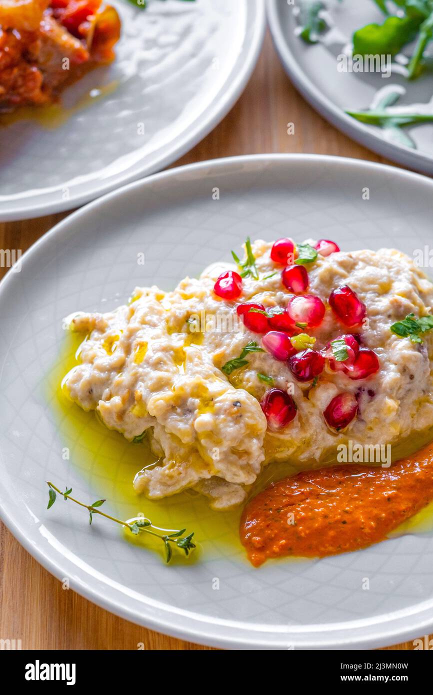 Baba Ghanoush – Eggplant or Aubergine Dip Stock Photo