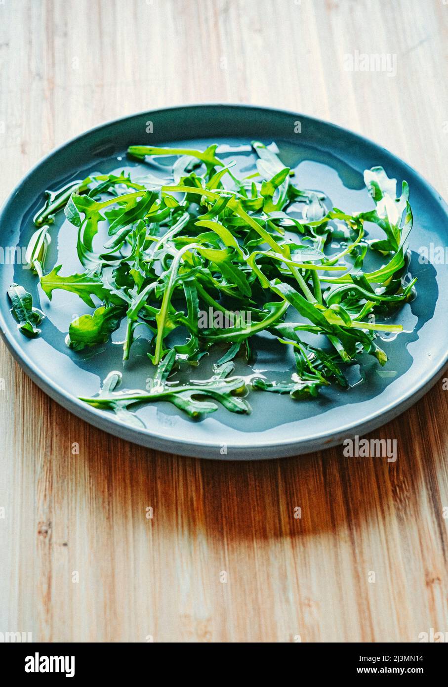 Rocket Salad Leaves, also called Aragula, Roquette and Rucola Salad Stock Photo