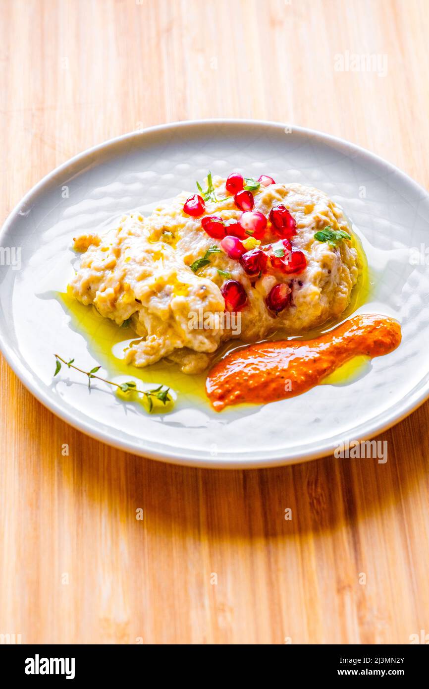 Baba Ghanoush – Eggplant or Aubergine Dip Stock Photo