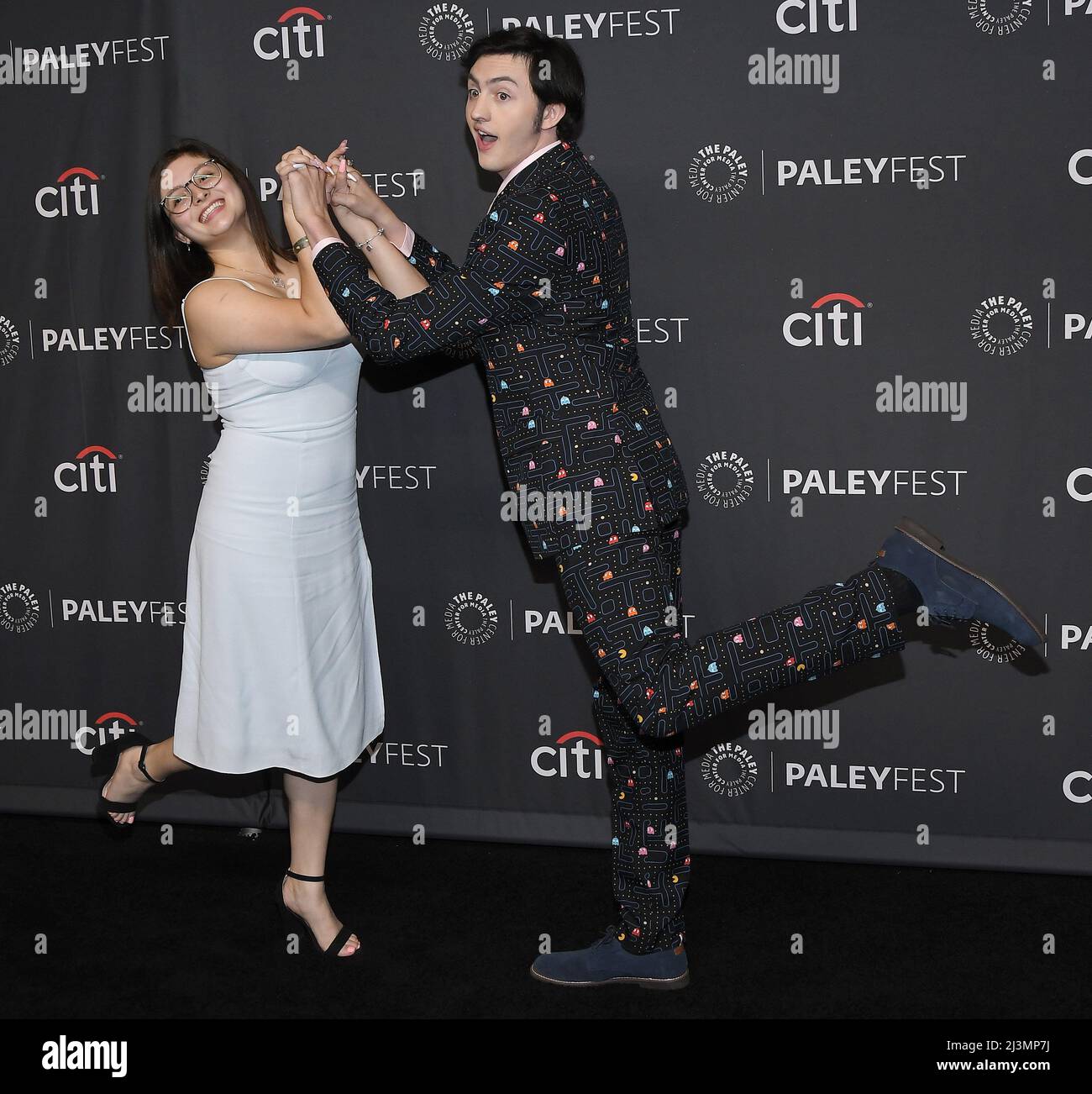 (L-R) Melissa Rivera and Gianni DeCenzo at PaleyFest LA - COBRA KAI