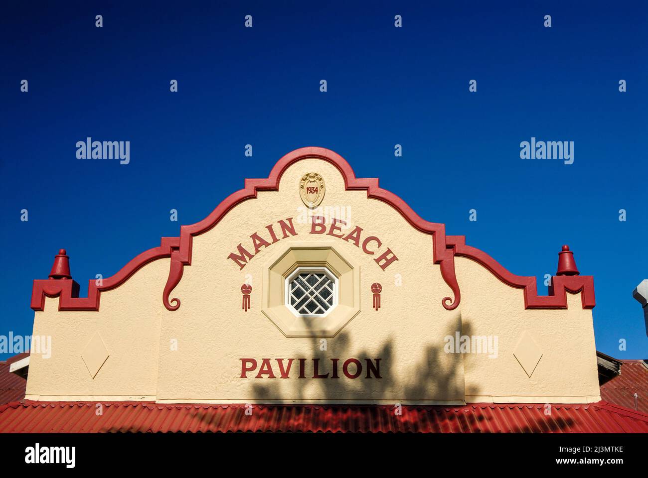 Main Beach's heritage listed bathing pavilion, built in 1934. Stock Photo