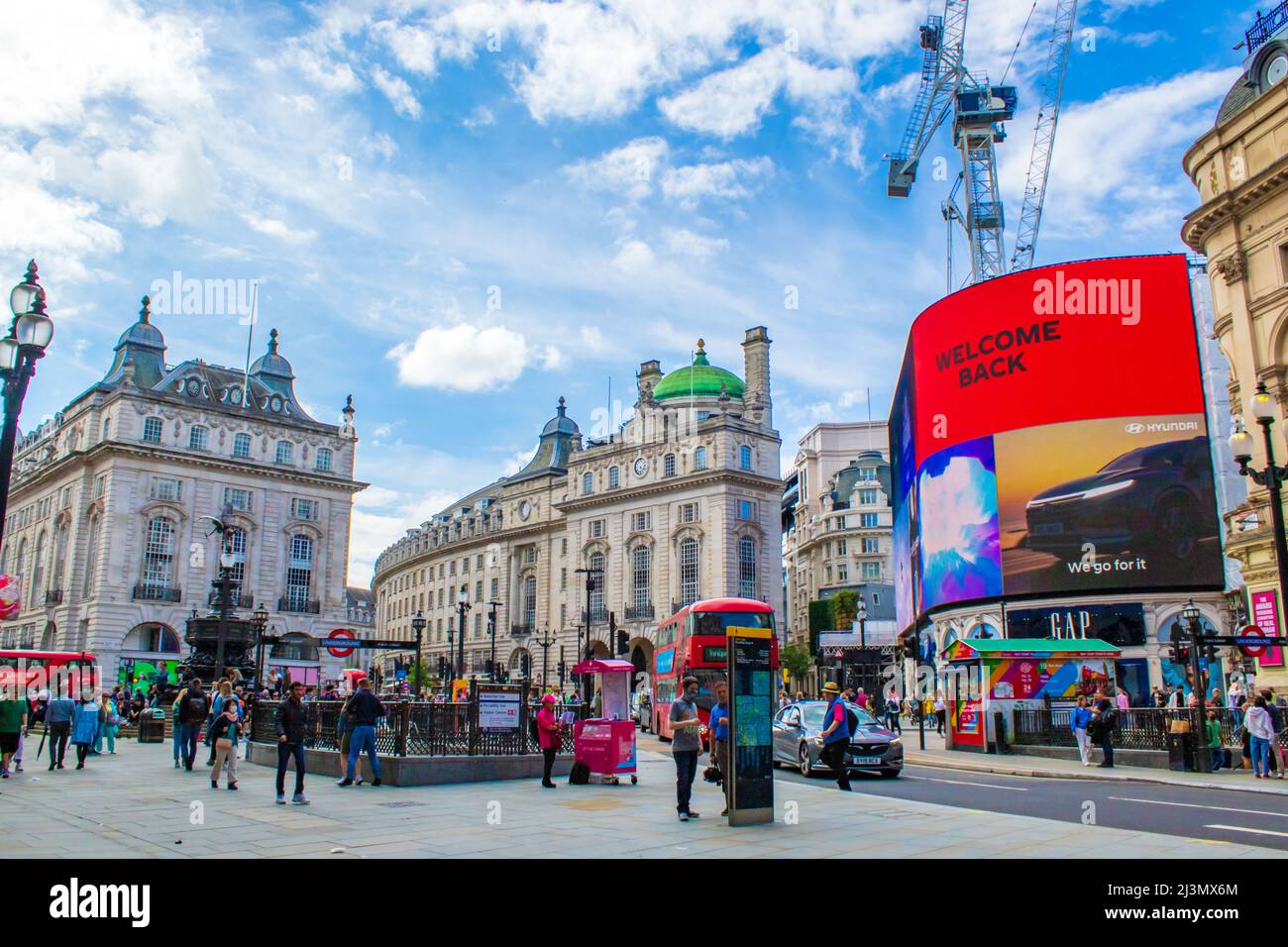Piccadilly Circus with Shaftesbury Memorial Fountain in the City of Westminster. It was built in