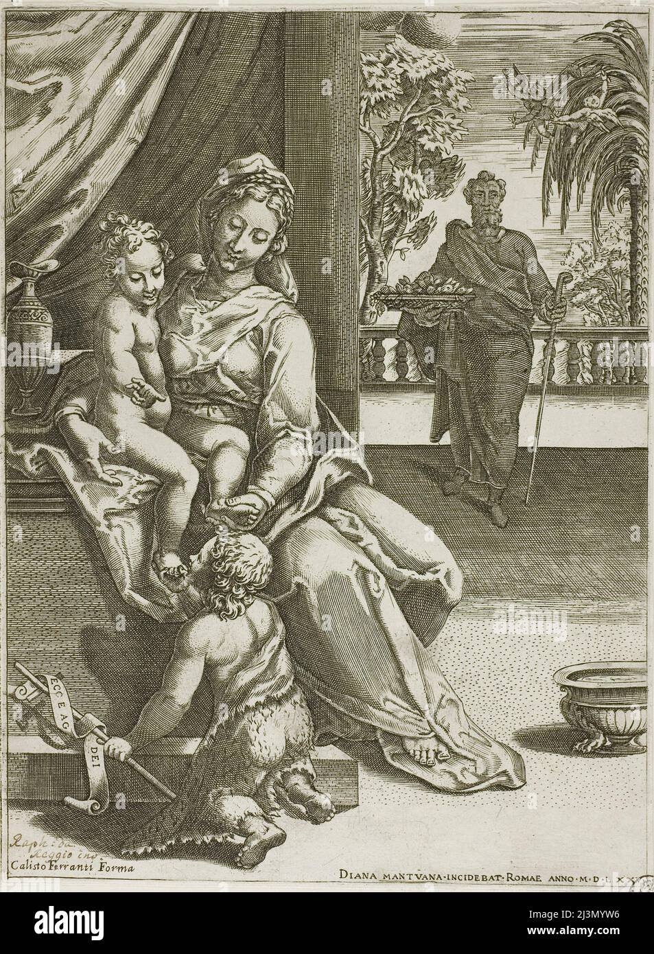 Virgin and Child with Saint John, 1575. Stock Photo