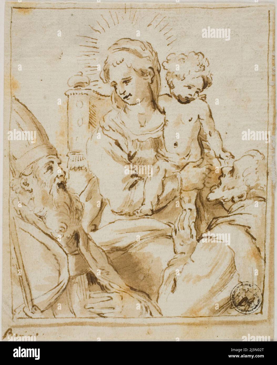 Madonna and Child with Two Male Saints, n.d. Stock Photo