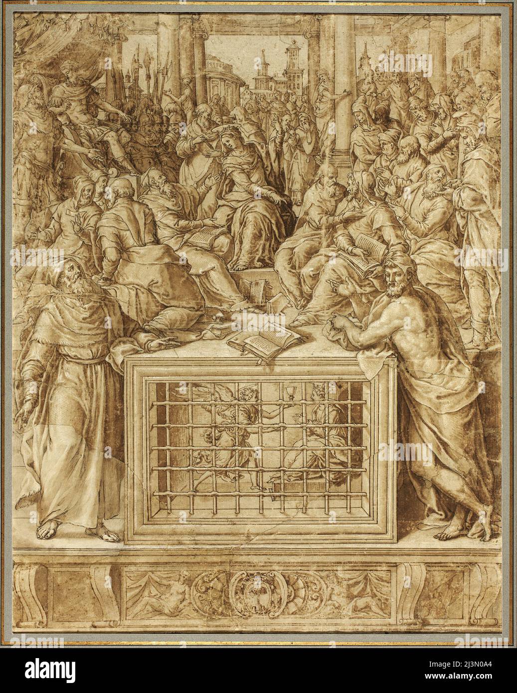 Saint Catherine Disputing with the Philosophers, 1562/63. Stock Photo