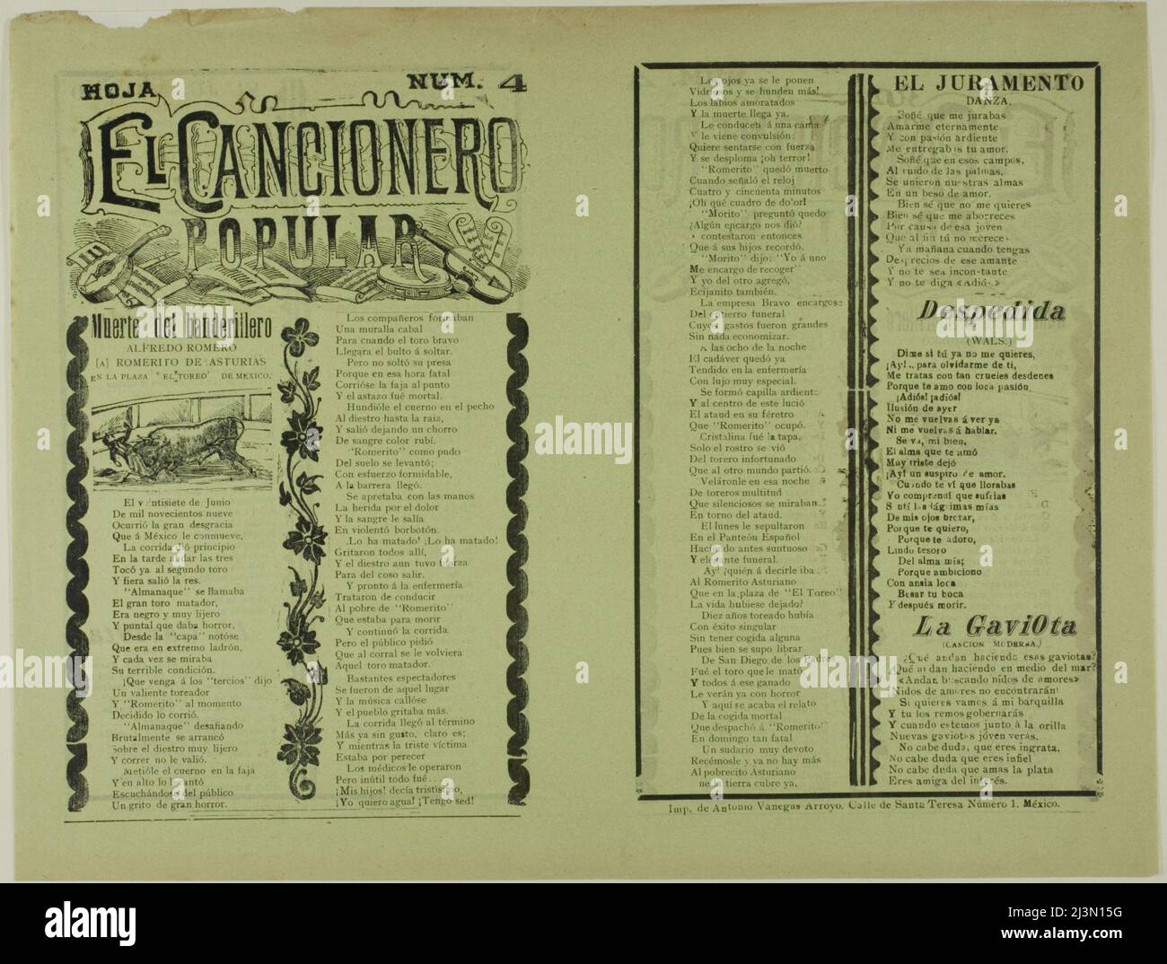 El cancionero popular, hoja num. 4 (The Popular Songbook, Sheet No. 4 ...