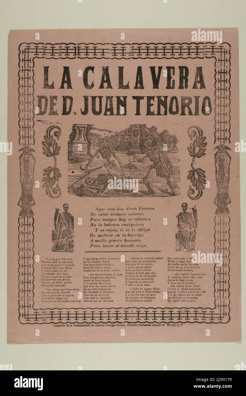 La Calavera de D. Juan Tenorio (The Calavera of D. Juan Tenorio), n.d. Stock Photo