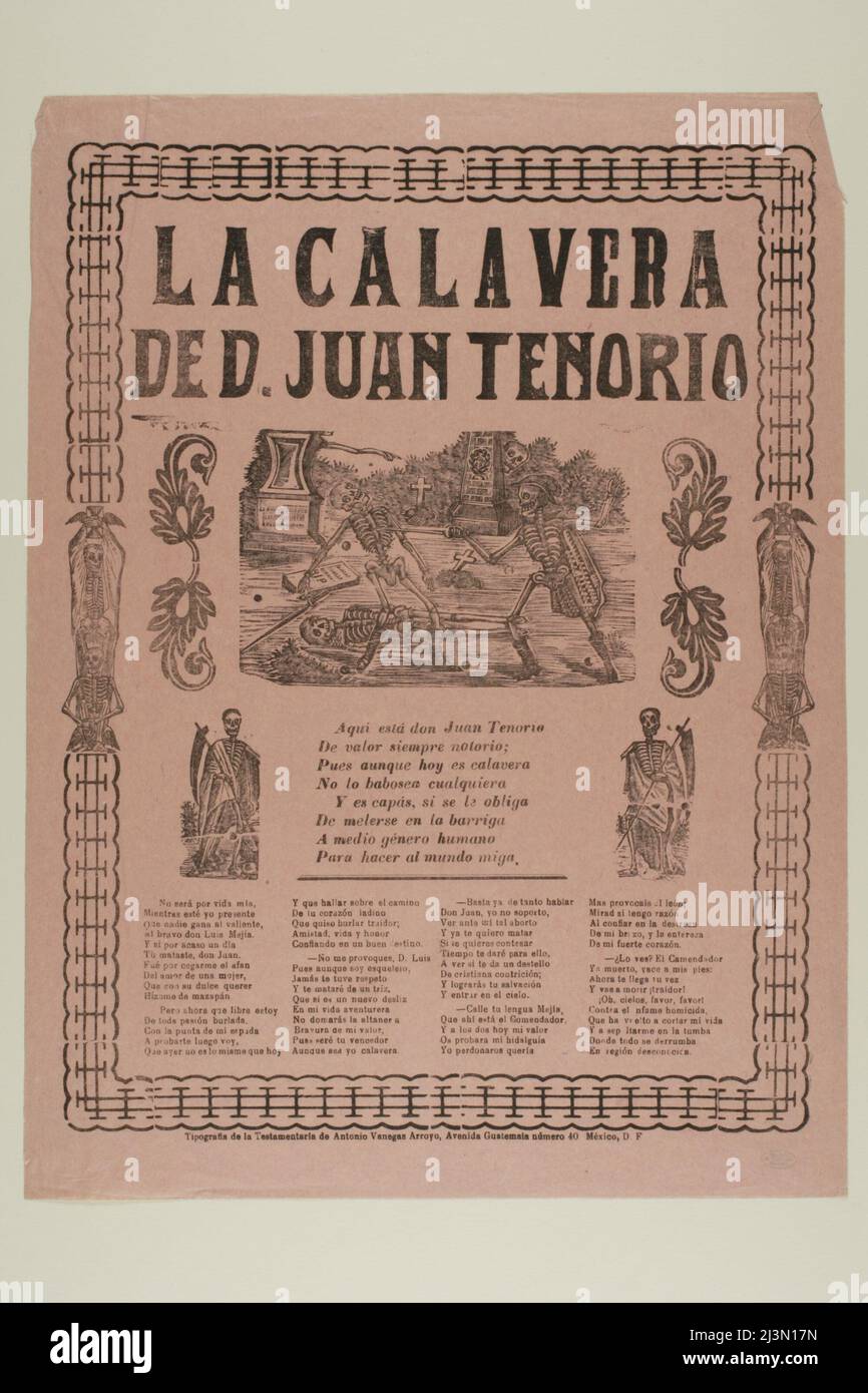 La Calavera de D. Juan Tenorio (The Calavera of D. Juan Tenorio), n.d. Stock Photo