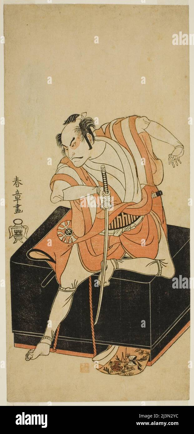 The Actor Nakamura Nakazo I as Izu no Jiro Disguised as Kemmaku no Sabu in the Play Edo-zakura Sono Omokage, Performed at the Nakamura Theater in the Fifth Month, 1769, Japan, c. 1769. Stock Photo