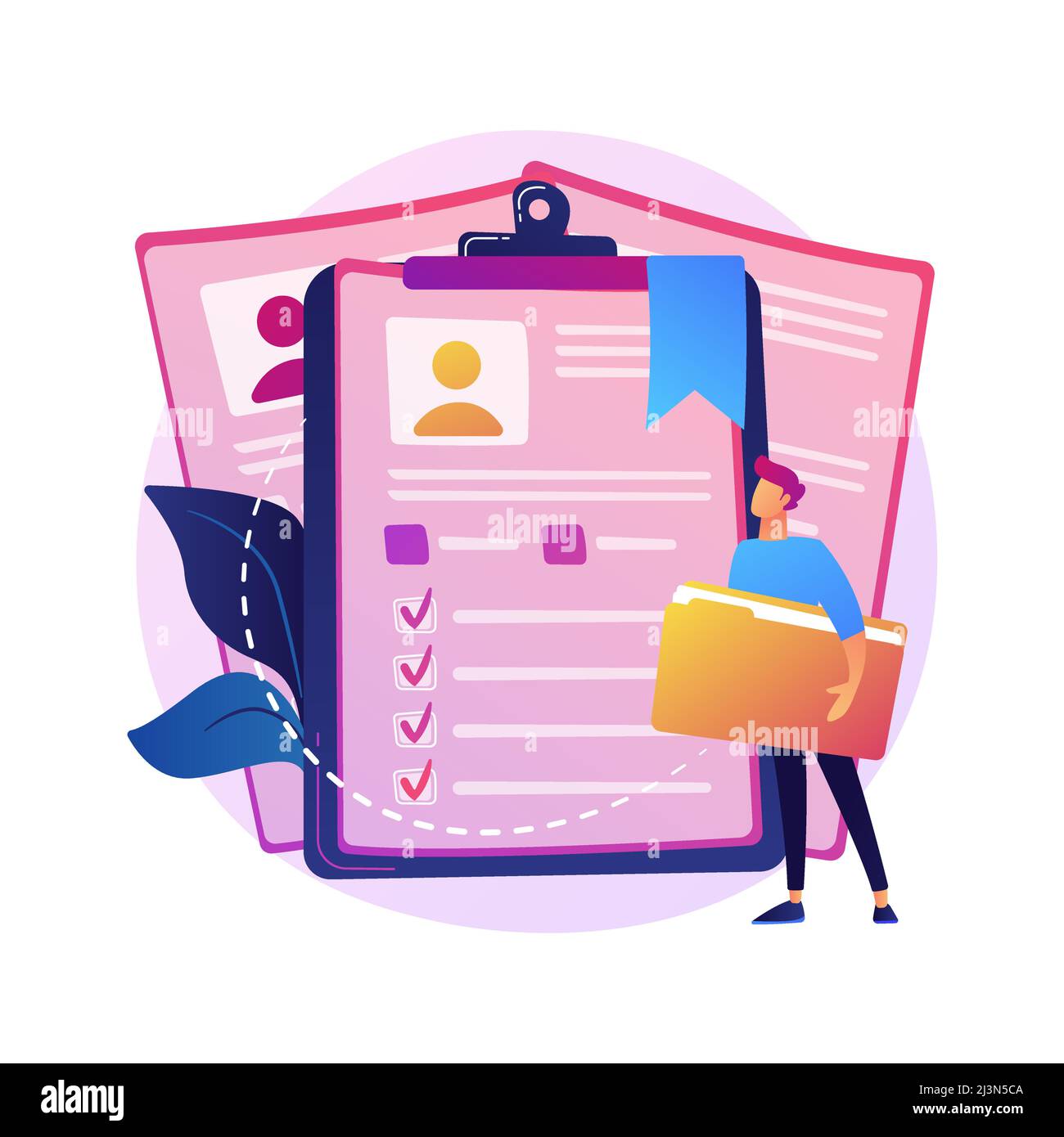 Employees CV, candidates resume. Corporate workers, students ID isolate ...