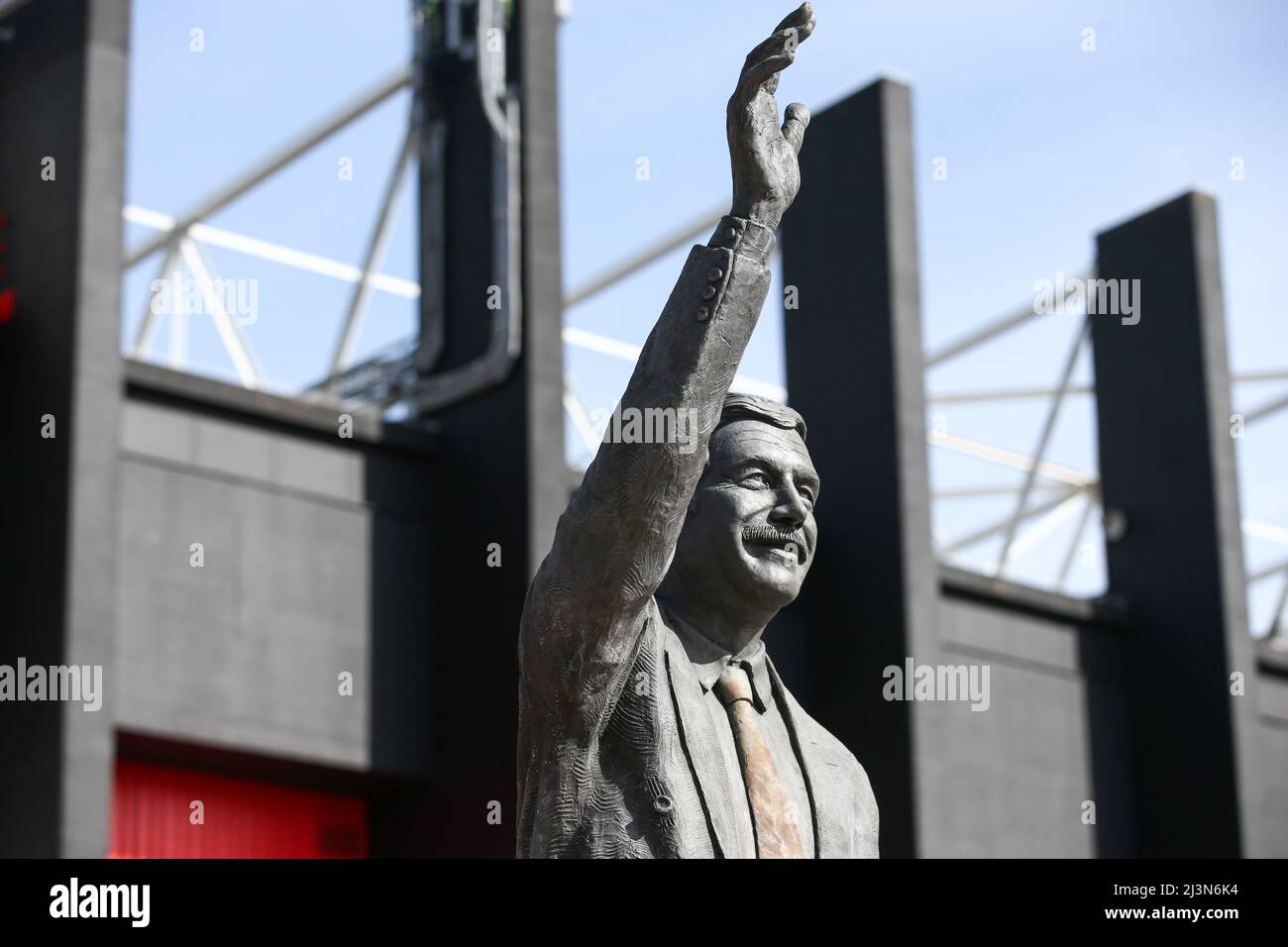 The statue of Derek Dooley MBE outside the stadium Stock Photo