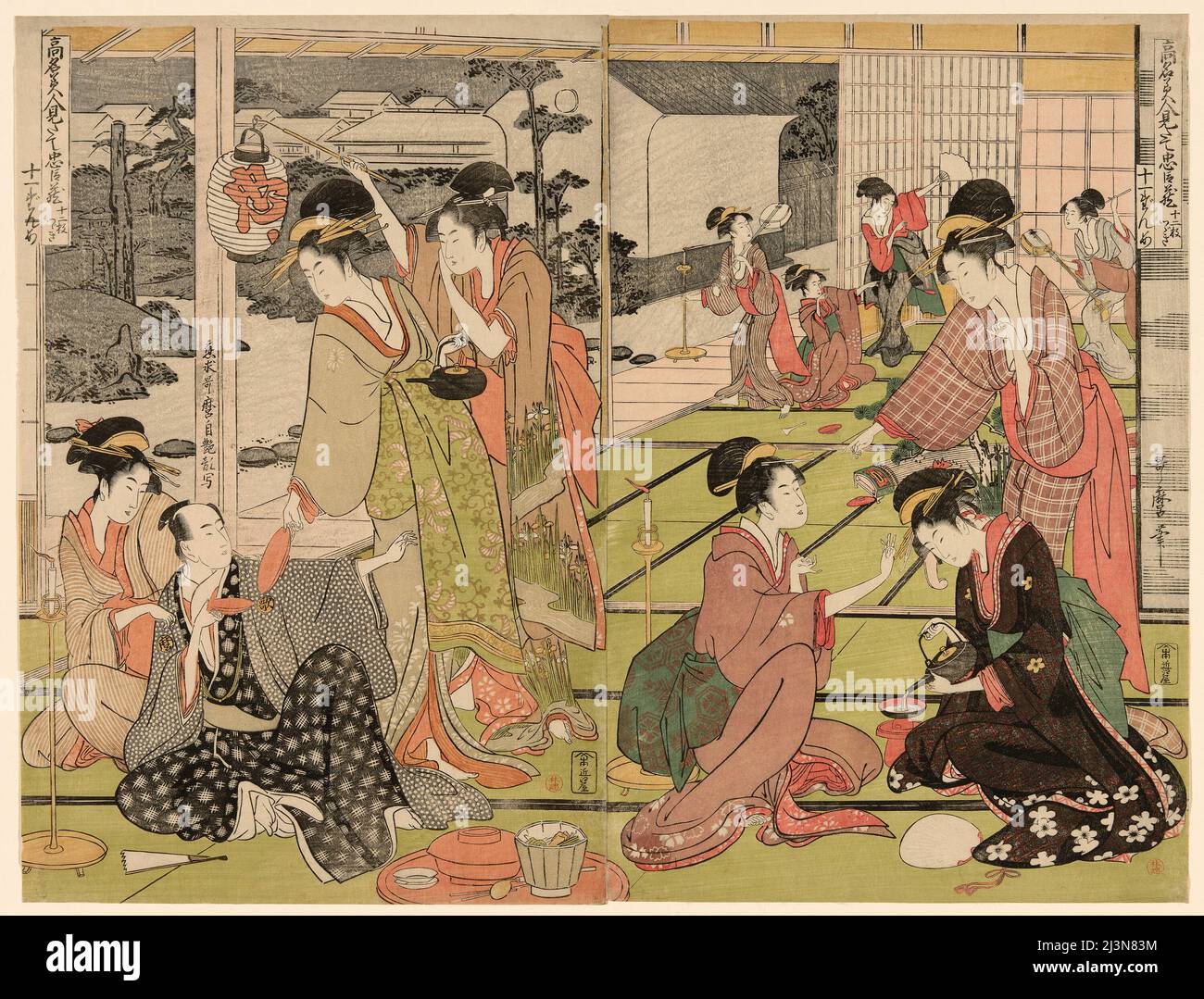 Act Eleven from the series &quot;The Chushingura Drama Parodied by Famous Beauties (Komei bijin mitate Chushingura Junimai Kuzuki)&quot;, Japan, c. 1794/95. Stock Photo