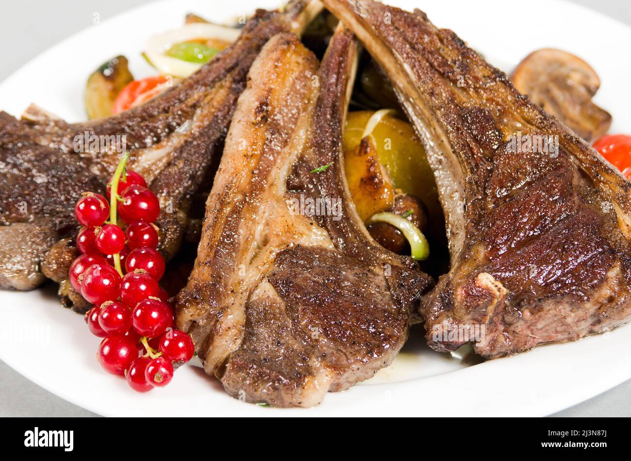 Lamb Ribes Roasted lamb ribs Stock Photo - Alamy