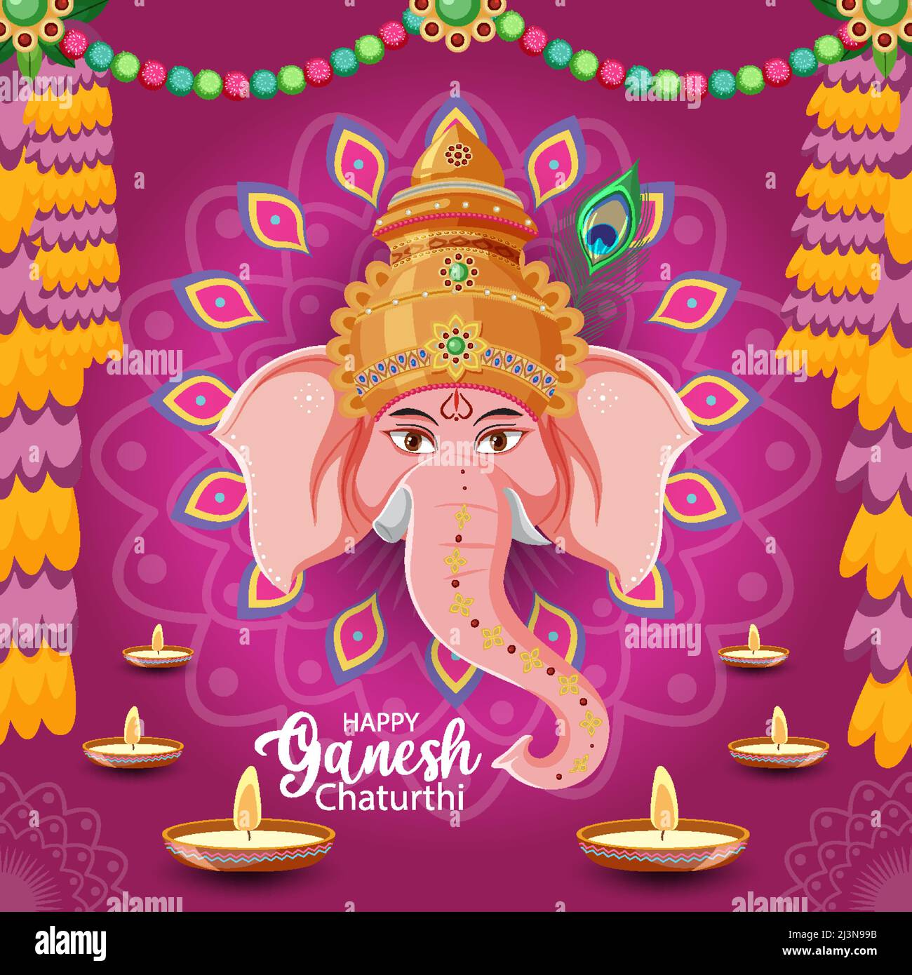 Happy Ganesh Chaturthi Poster illustration Stock Vector Image & Art - Alamy