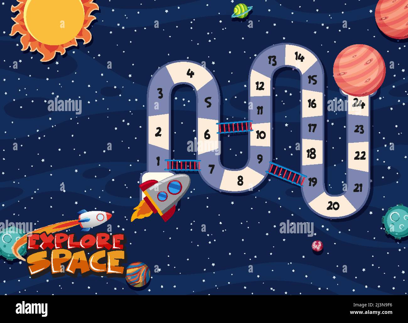 Game template with space theme background illustration Stock Vector ...