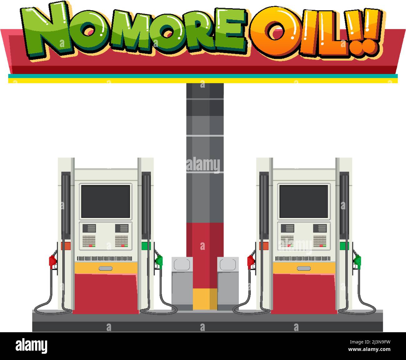 Gas station with no more oil word logo illustration Stock Vector Image