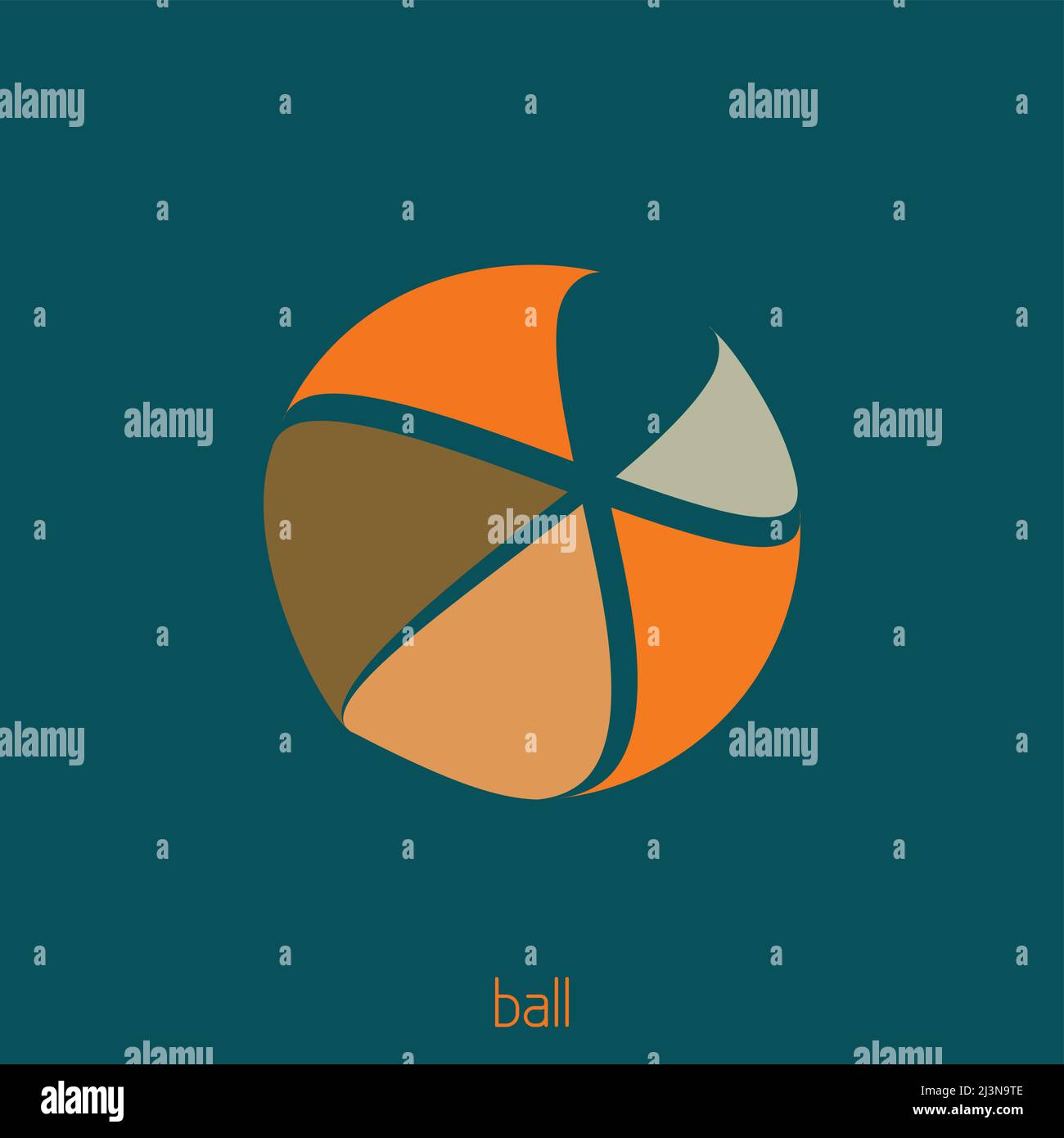 Template of logo with abstract ball on a sherpa blue background. Vector logotype Stock Vector