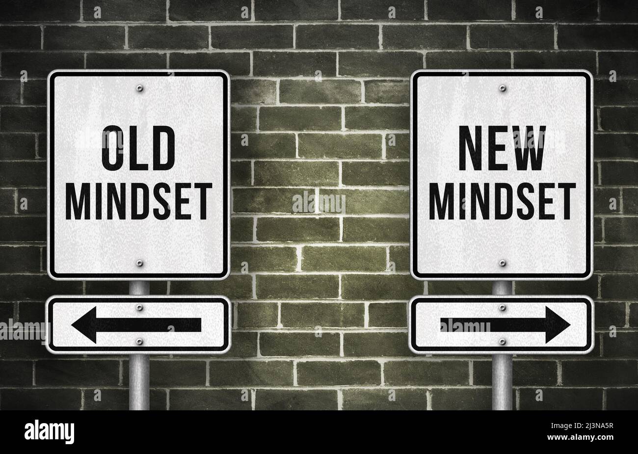 old mindset versus new mindset Stock Photo