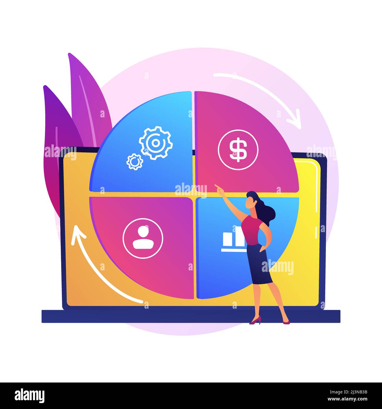 Balanced business scorecard. Coherent project, harmonious company development, optimized workflow. Skillful business management expert. Vector isolate Stock Vector