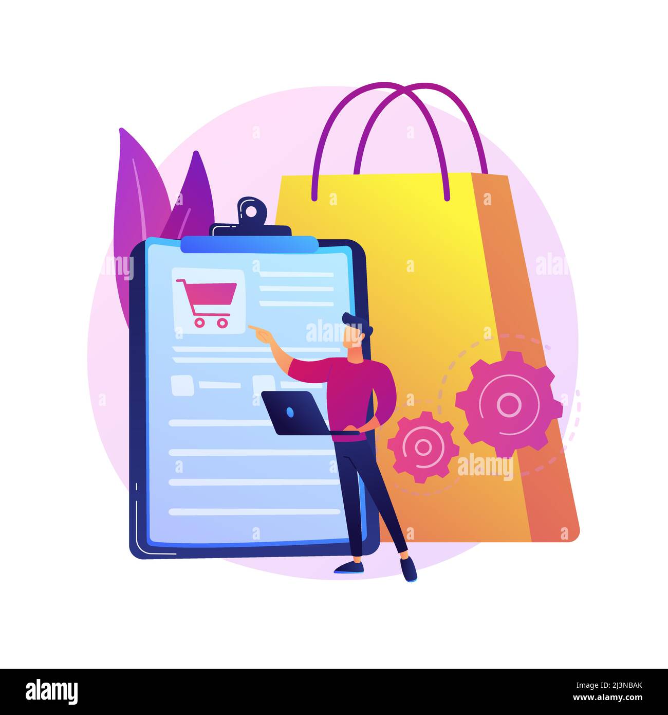 Order tracking program, convenient service. Shopping list, basket content, purchase package. Mobile software, smartphone application. Vector isolated Stock Vector