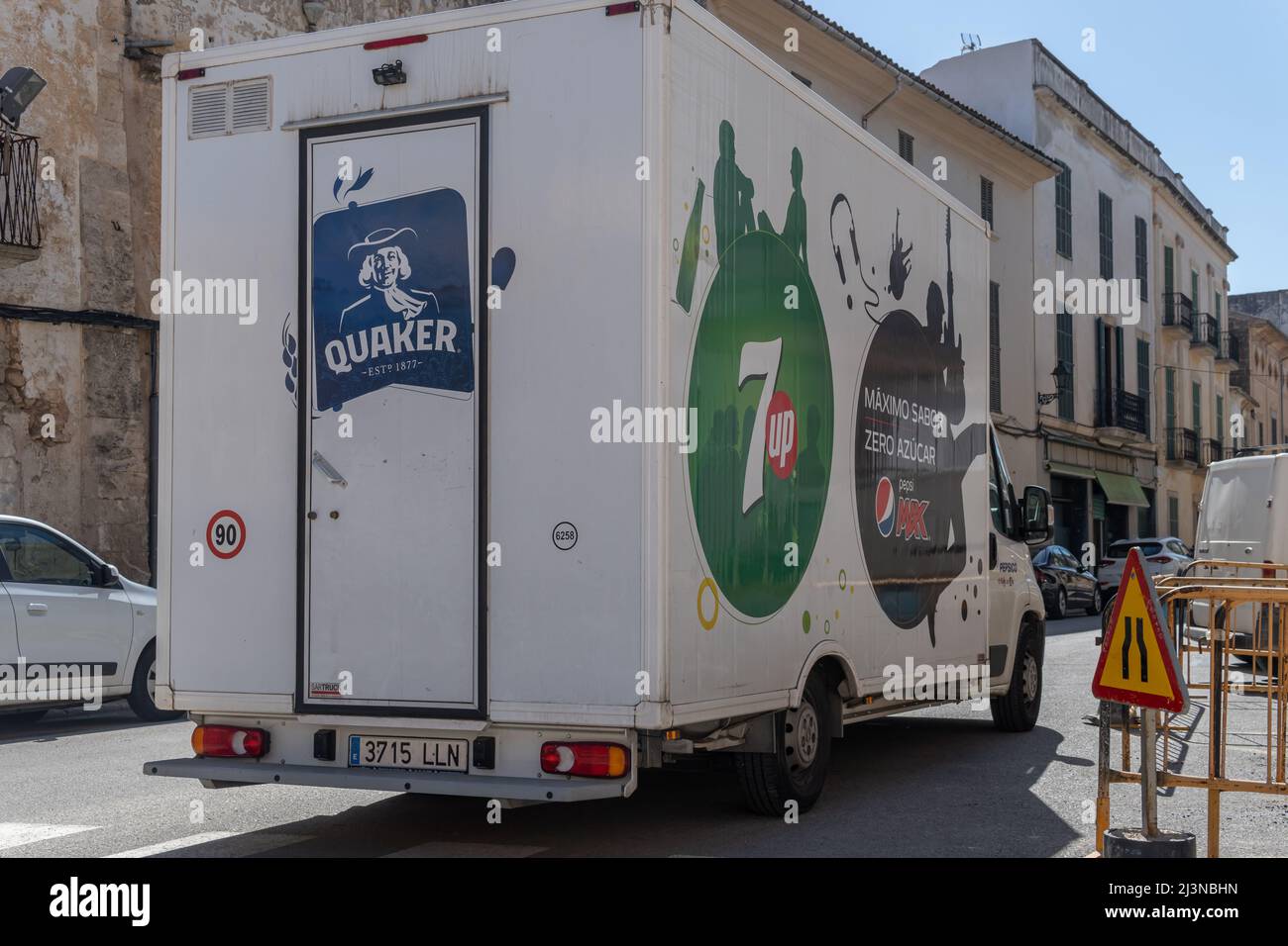 Felanitx, Spain; april 07 2022: Delivery van of the company Pepsi, parked in a central street of the Mallorcan town of Felanitx, Spain Stock Photo