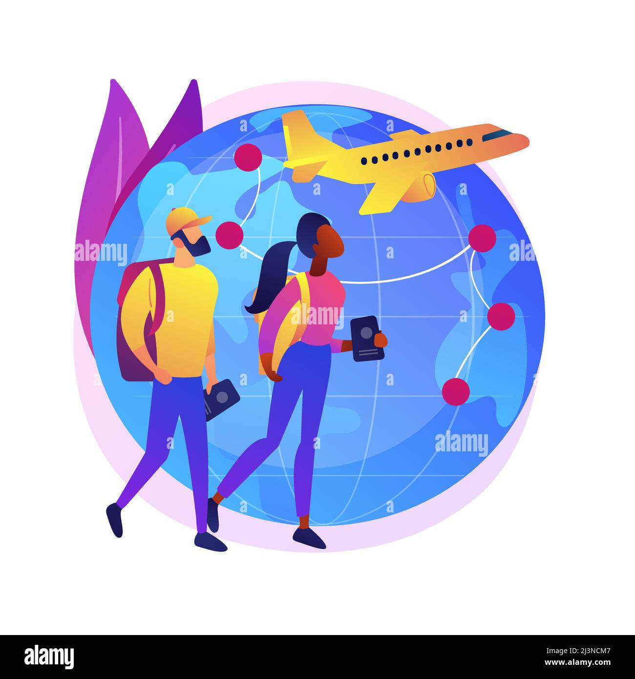 Global travelling abstract concept vector illustration. Global insurance, world trip, international tourism, travel agency, working holiday, luxury va Stock Vector