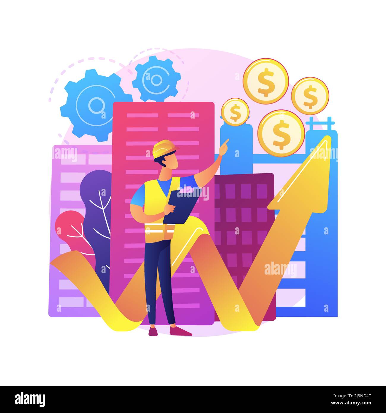 Building investment abstract concept vector illustration. Residential property, commercial real estate, financial plan, future wealth, city architectu Stock Vector